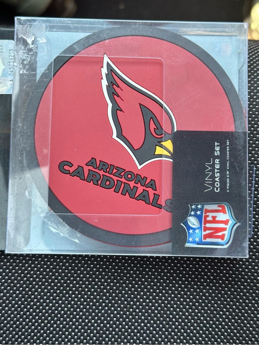 NFL Arizona Cardinals Red and Black Vinyl Coaster Set